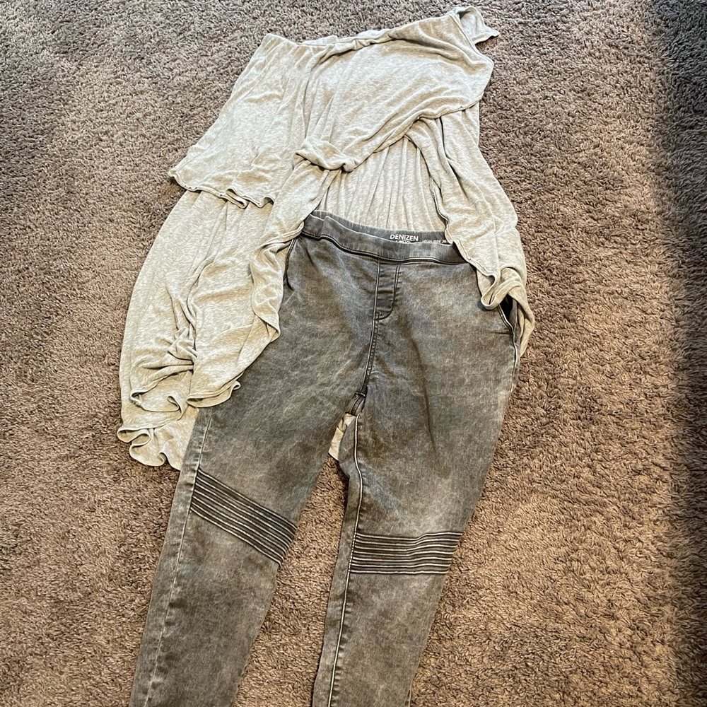 Free People L Gray Strapless Tunic